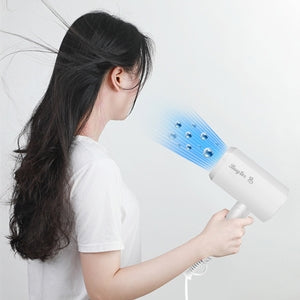Blue-Ray Folding Compact Travel Blow Dryer Professional Salon Ionic Low Noise Hair Dryer 3 Heat Settings