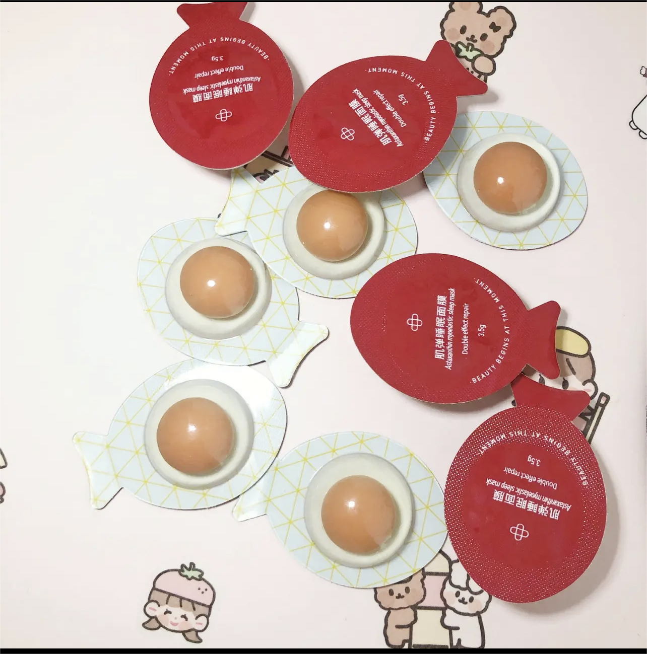 【5PCS/box】SPACHAN Egg Sleeping Mask Whitening Moisturizing Oil Control Brightening Skin Color Shrink Pore Acne Removal No-cleansing Mask