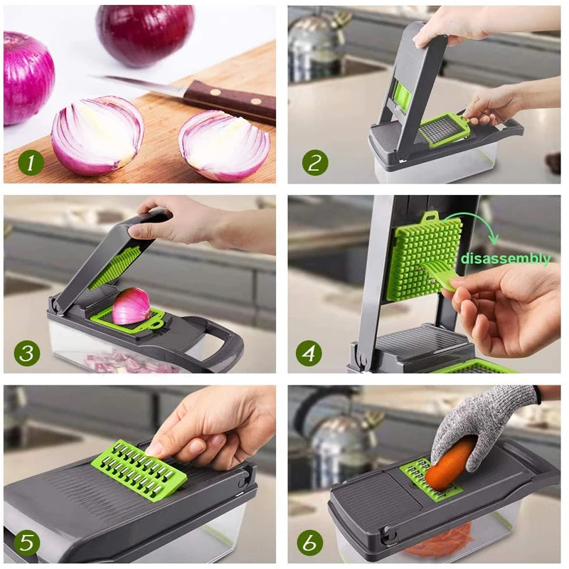 【14 ni 1】Multifunctional Vegetable Cutter Fruit Slicer Grater Shredders Drain Basket Slicers 8 In 1 Gadgets Kitchen Accessories Aparat Multifunctional 14/1