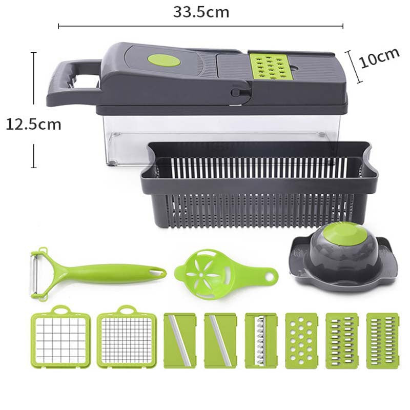 【14 ni 1】Multifunctional Vegetable Cutter Fruit Slicer Grater Shredders Drain Basket Slicers 8 In 1 Gadgets Kitchen Accessories Aparat Multifunctional 14/1