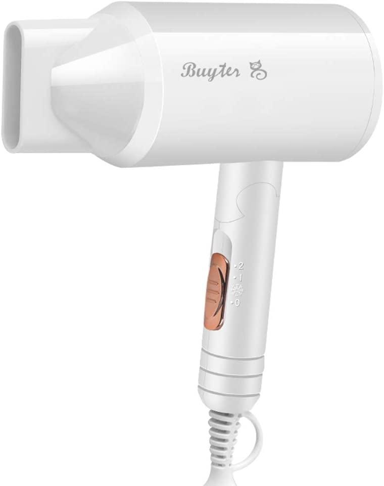 Blue-Ray Folding Compact Travel Blow Dryer Professional Salon Ionic Low Noise Hair Dryer 3 Heat Settings