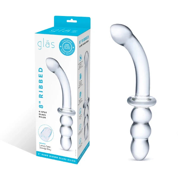 Glas 8 Inch Ribbed G-Spot Glass Dildo