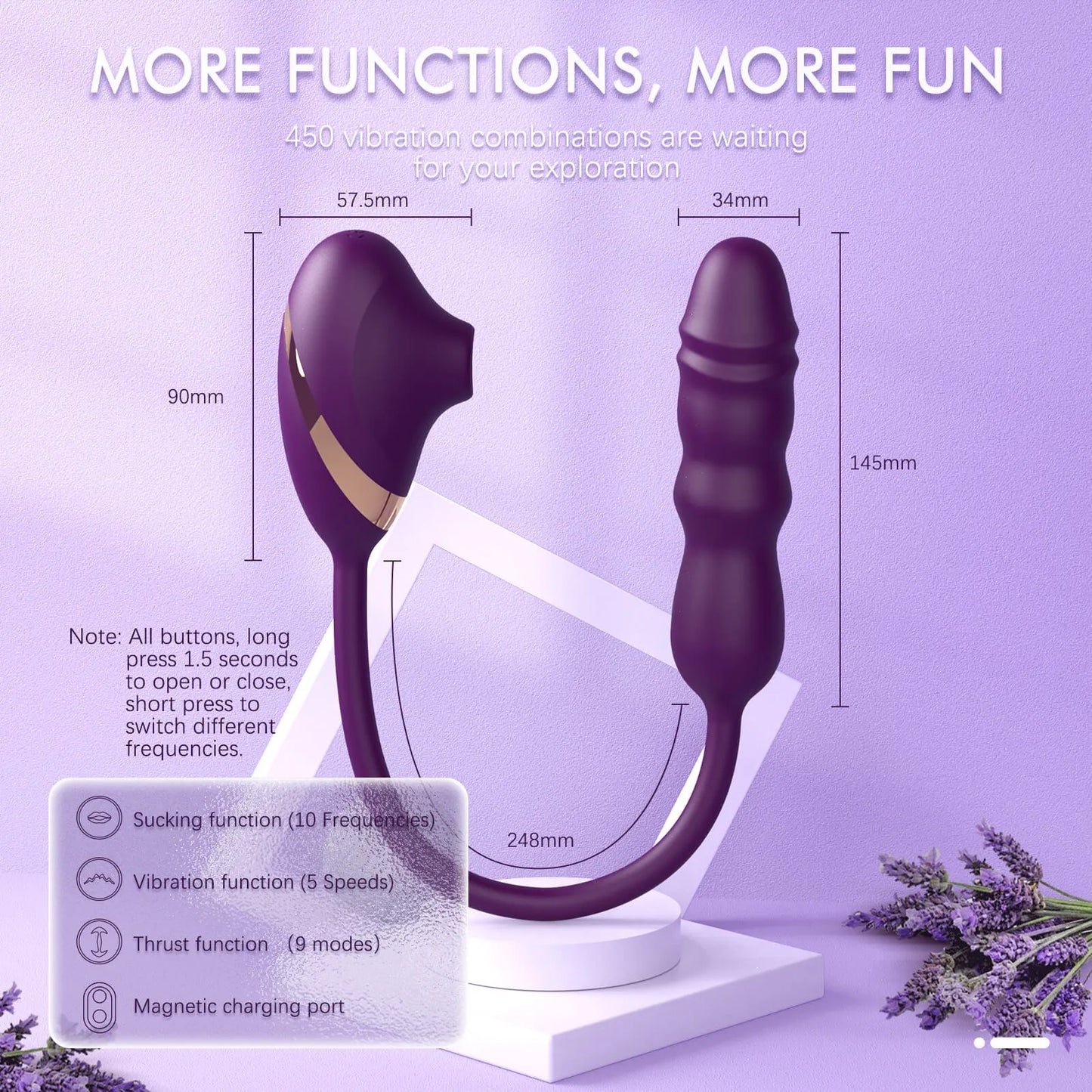 Una - Sucking G-Spot Vibrator with Thrusting Dildo Plug