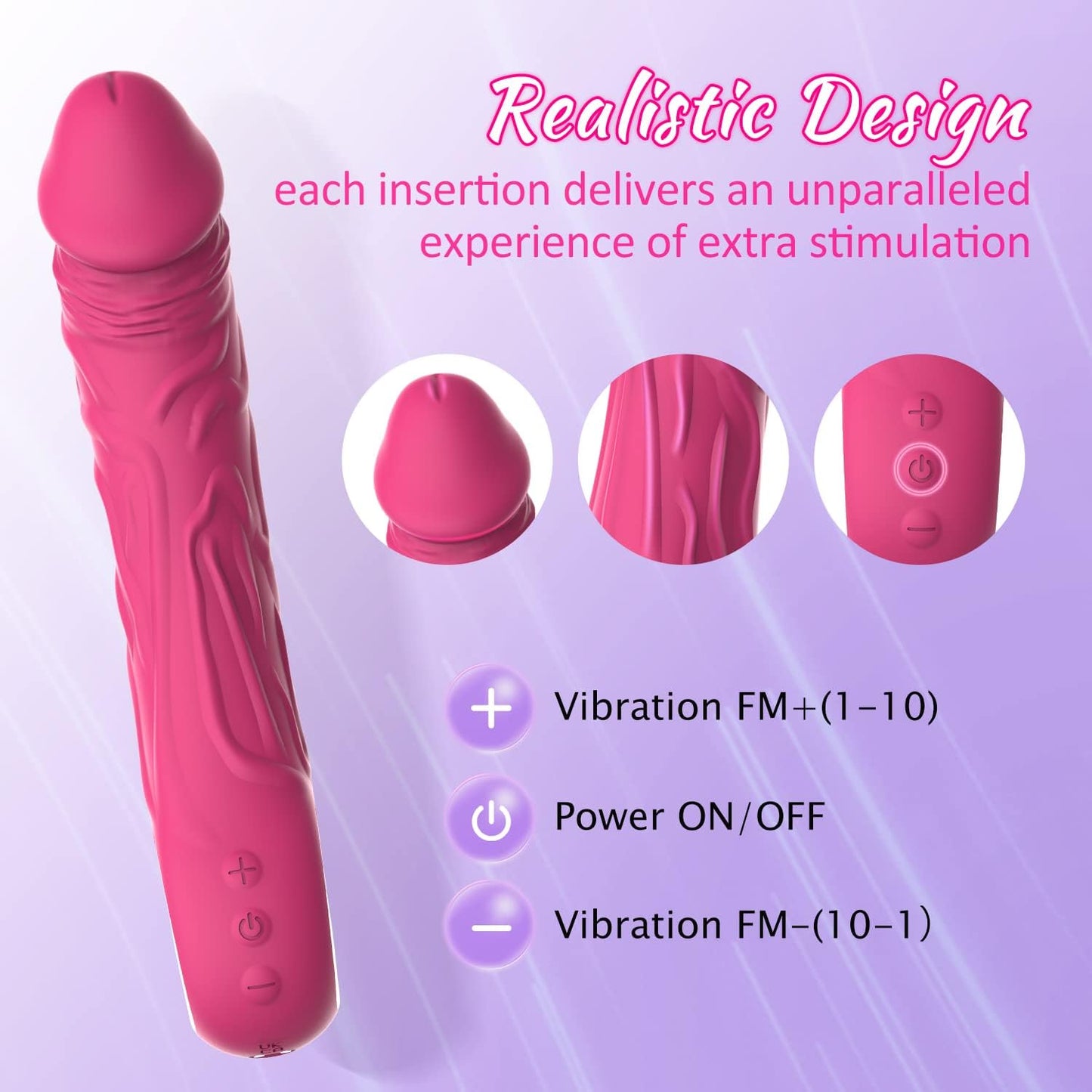 10 Powerful Realistic Silicone G-Spot Dildo Vibrator