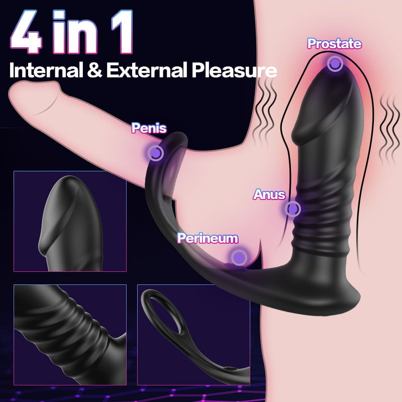 Silicone Remote Control Cock Ring Anal Plug