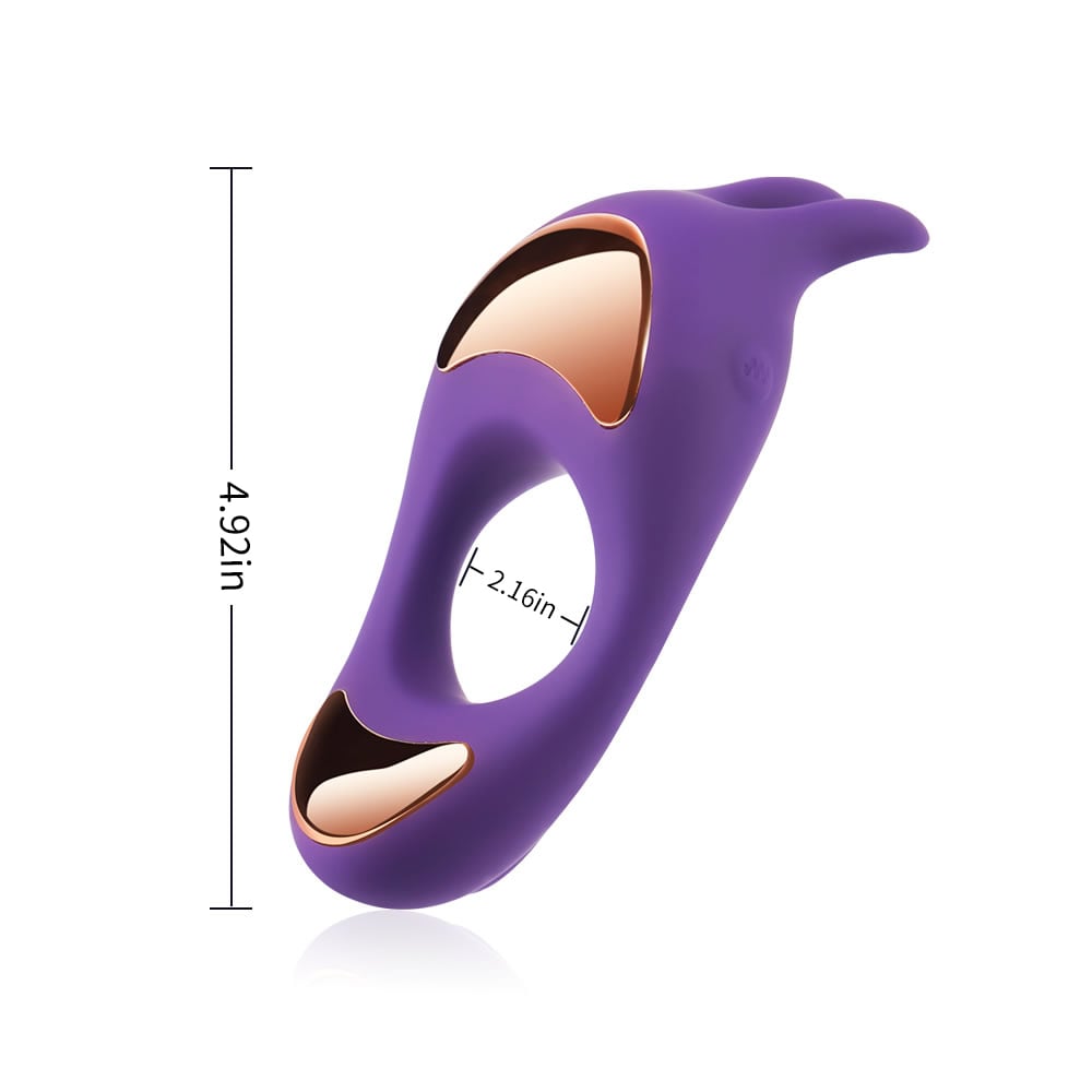 9 Vibrating Rabbit Purple Cock Ring For Couple Play