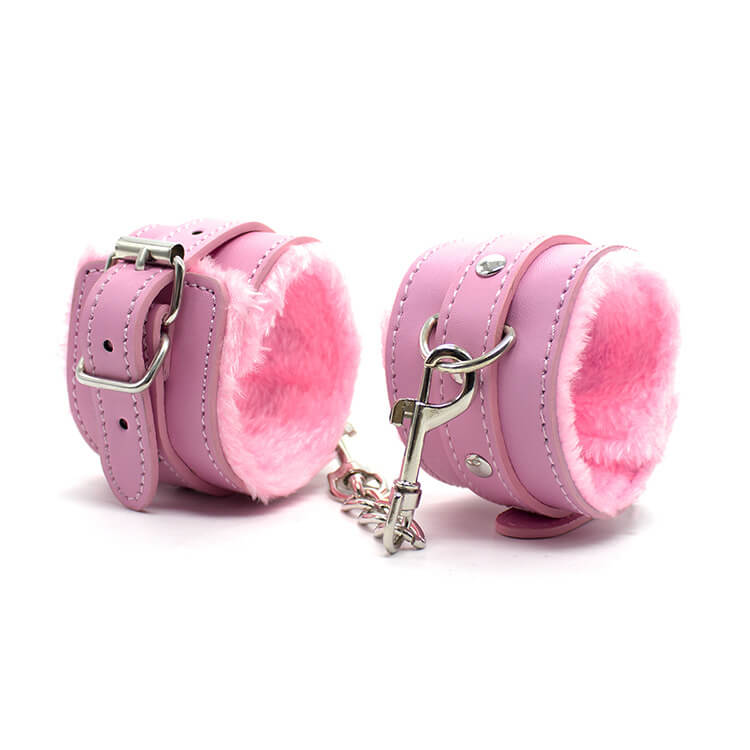 SM Leather Plush Pin Buckle Handcuffs and Footcuffs Bondage Toys