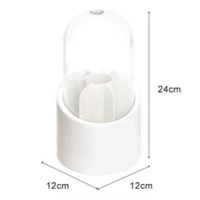 Multifunction 360° Rotating Pen Holder Pencil Makeup Brush Bucket Dust-proof Cosmetic Storage Box Compartment Desktop Organizer