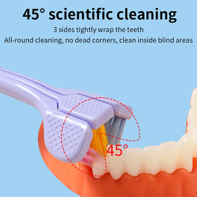 4PCS 360 Degree Three-sided Soft Bristle Toothbrush Oral Care Safety Toothbrush Teeth Deep Cleaning Portable Travel Dental Oral Care