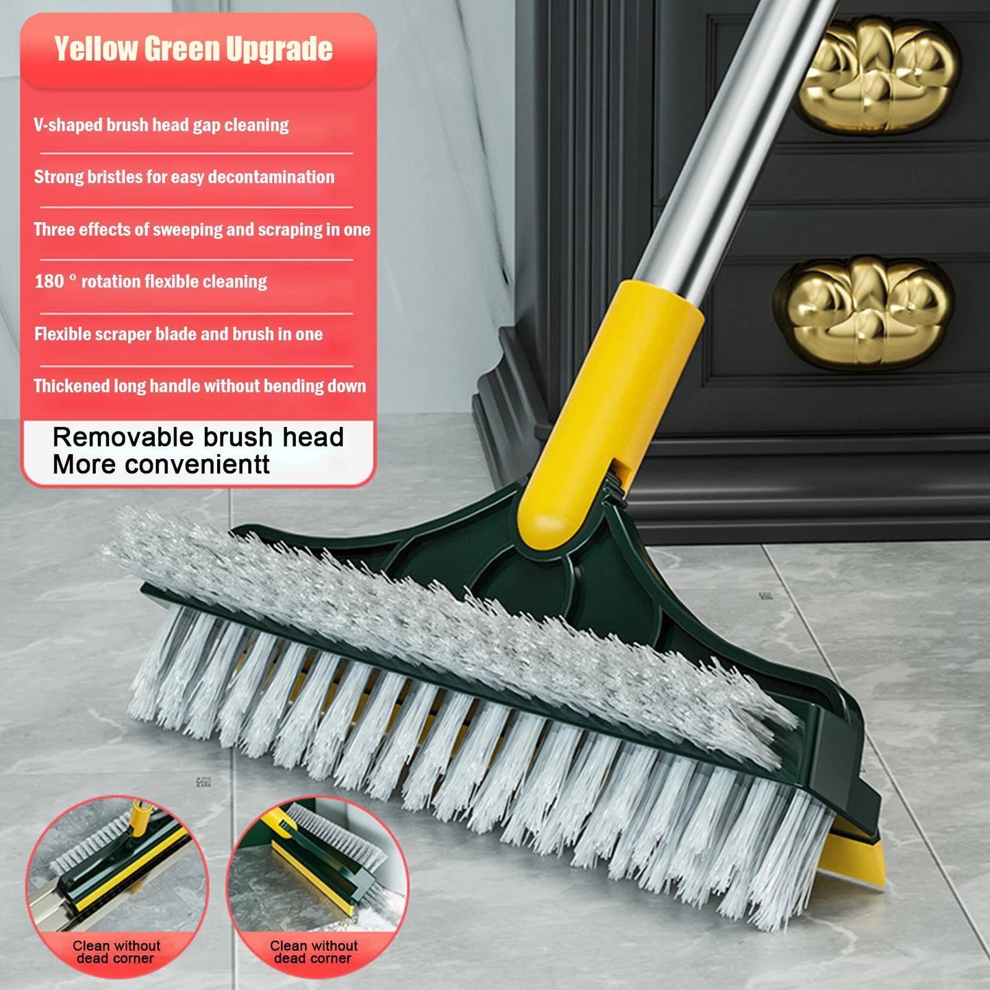 3 In 1 Floor Brush Long Handle Floor Cleaning Brush Retractable Swivel Floors Wiper Tile Cleanings Household Cleaning Tools