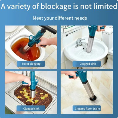 【stainless steel 】Toilet Clogged Unclogging Device Pipe Plunger High Pressure Drain Plunger Dredge Clog Bath Toilets Bathroom Shower Sink Bathtub