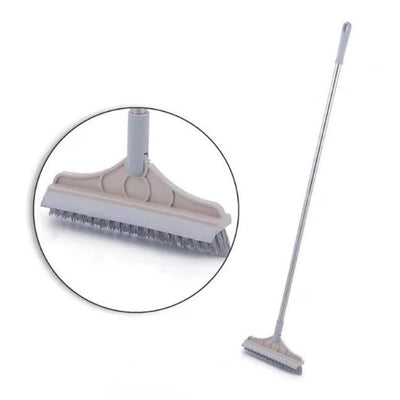 Three in one V Head Floor Brush Stainless Metal Long Handle Scrubber Floor Brush Scrub Brush with Adjustable Detachable Stiff Bristles for Tile Cleaning