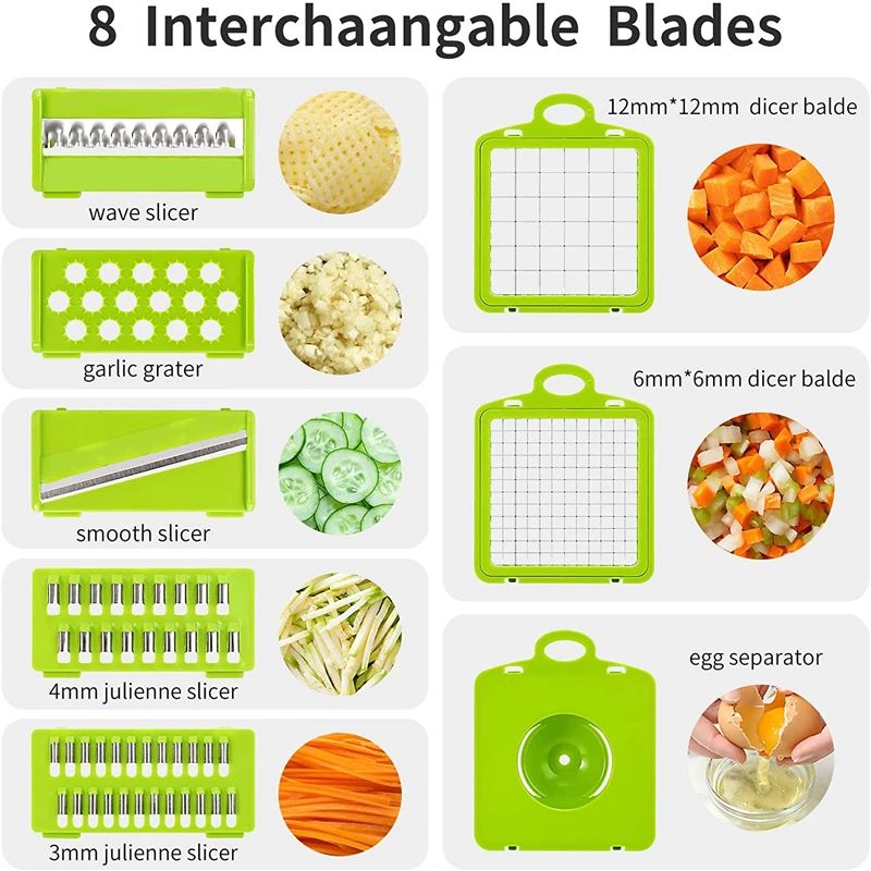 【14 ni 1】Multifunctional Vegetable Cutter Fruit Slicer Grater Shredders Drain Basket Slicers 8 In 1 Gadgets Kitchen Accessories Aparat Multifunctional 14/1