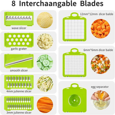 【14 ni 1】Multifunctional Vegetable Cutter Fruit Slicer Grater Shredders Drain Basket Slicers 8 In 1 Gadgets Kitchen Accessories Aparat Multifunctional 14/1