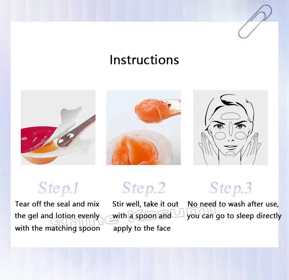 【5PCS/box】SPACHAN  Egg Sleeping Mask Whitening Moisturizing Oil Control Brightening Skin Color Shrink Pore Acne Removal No-cleansing Mask