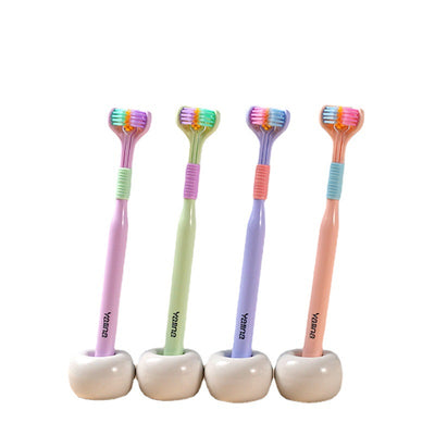 4PCS 360 Degree Three-sided Soft Bristle Toothbrush Oral Care Safety Toothbrush Teeth Deep Cleaning Portable Travel Dental Oral Care