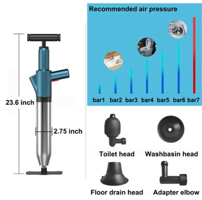 【stainless steel 】Toilet Clogged Unclogging Device Pipe Plunger High Pressure Drain Plunger Dredge Clog Bath Toilets Bathroom Shower Sink Bathtub