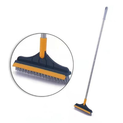 Three in one V Head Floor Brush Stainless Metal Long Handle Scrubber Floor Brush Scrub Brush with Adjustable Detachable Stiff Bristles for Tile Cleaning
