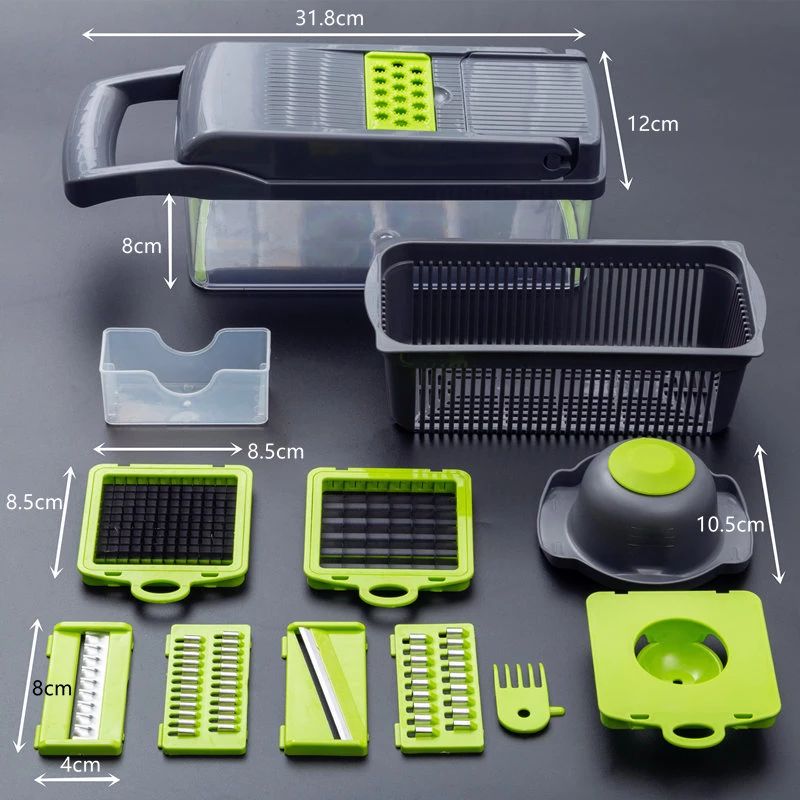 【14 ni 1】Multifunctional Vegetable Cutter Fruit Slicer Grater Shredders Drain Basket Slicers 8 In 1 Gadgets Kitchen Accessories Aparat Multifunctional 14/1