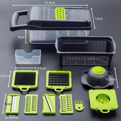 【14 ni 1】Multifunctional Vegetable Cutter Fruit Slicer Grater Shredders Drain Basket Slicers 8 In 1 Gadgets Kitchen Accessories Aparat Multifunctional 14/1