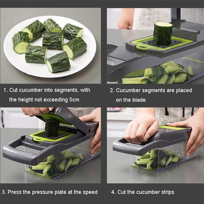 【14 ni 1】Multifunctional Vegetable Cutter Fruit Slicer Grater Shredders Drain Basket Slicers 8 In 1 Gadgets Kitchen Accessories Aparat Multifunctional 14/1