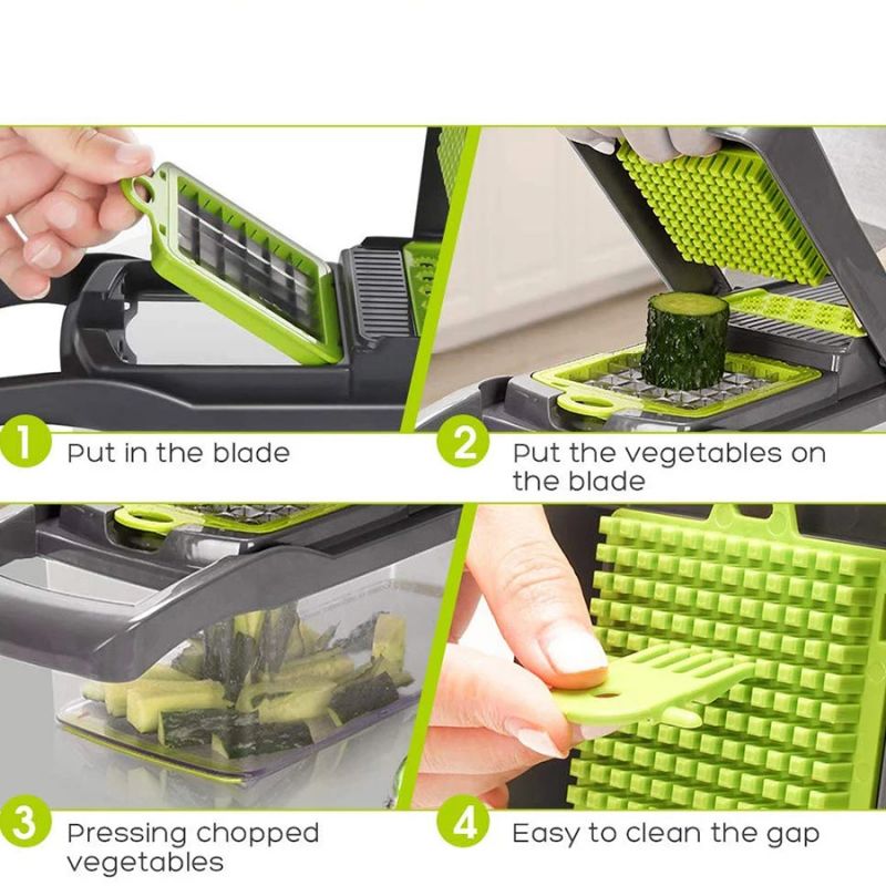 【14 ni 1】Multifunctional Vegetable Cutter Fruit Slicer Grater Shredders Drain Basket Slicers 8 In 1 Gadgets Kitchen Accessories Aparat Multifunctional 14/1