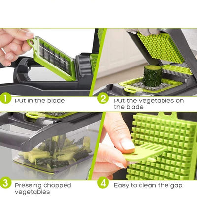 【14 ni 1】Multifunctional Vegetable Cutter Fruit Slicer Grater Shredders Drain Basket Slicers 8 In 1 Gadgets Kitchen Accessories Aparat Multifunctional 14/1