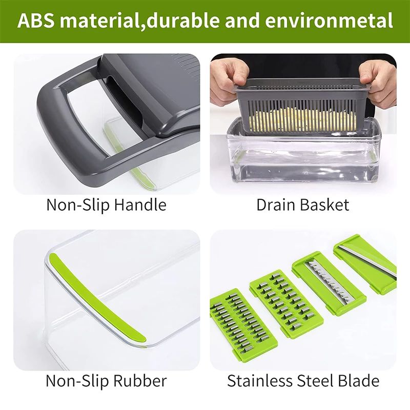 【14 ni 1】Multifunctional Vegetable Cutter Fruit Slicer Grater Shredders Drain Basket Slicers 8 In 1 Gadgets Kitchen Accessories Aparat Multifunctional 14/1