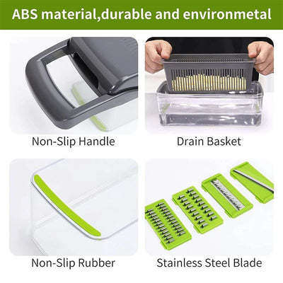【14 ni 1】Multifunctional Vegetable Cutter Fruit Slicer Grater Shredders Drain Basket Slicers 8 In 1 Gadgets Kitchen Accessories Aparat Multifunctional 14/1