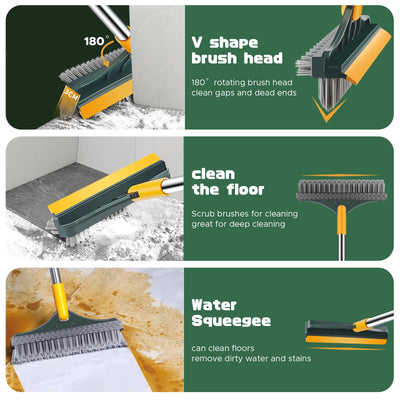 3 In 1 Floor Brush Long Handle Floor Cleaning Brush Retractable Swivel Floors Wiper Tile Cleanings Household Cleaning Tools