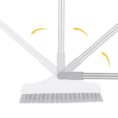 Three in one V Head Floor Brush Stainless Metal Long Handle Scrubber Floor Brush Scrub Brush with Adjustable Detachable Stiff Bristles for Tile Cleaning