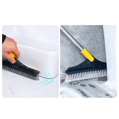 Three in one V Head Floor Brush Stainless Metal Long Handle Scrubber Floor Brush Scrub Brush with Adjustable Detachable Stiff Bristles for Tile Cleaning