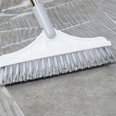Three in one V Head Floor Brush Stainless Metal Long Handle Scrubber Floor Brush Scrub Brush with Adjustable Detachable Stiff Bristles for Tile Cleaning