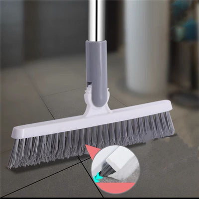 Three in one V Head Floor Brush Stainless Metal Long Handle Scrubber Floor Brush Scrub Brush with Adjustable Detachable Stiff Bristles for Tile Cleaning