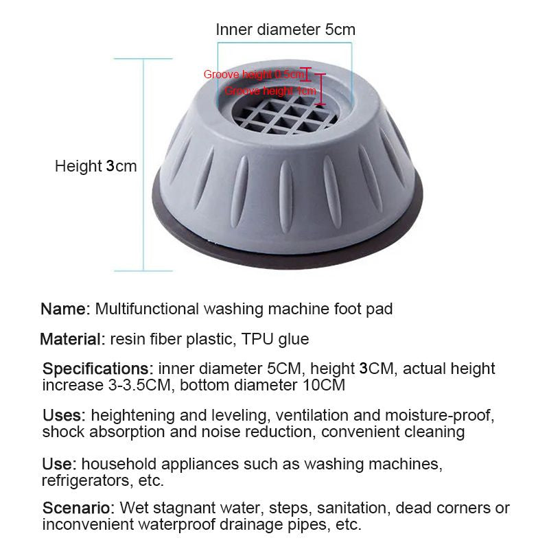 4Pcs Anti Vibration Feet Pads Rubber Mat Slipstop Silent Universal Washing Machine Refrigerator Support Dampers Stand